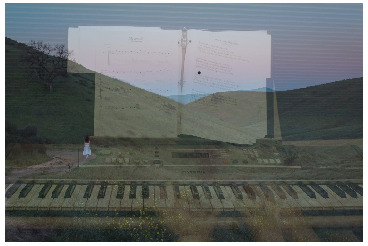Timeless by Rachael Galper, displaying an image of a piano superimposed over a woman walking up a hill